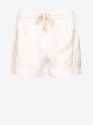 Шорти Pinko Молочні Атласні з Вишивкою Родео1